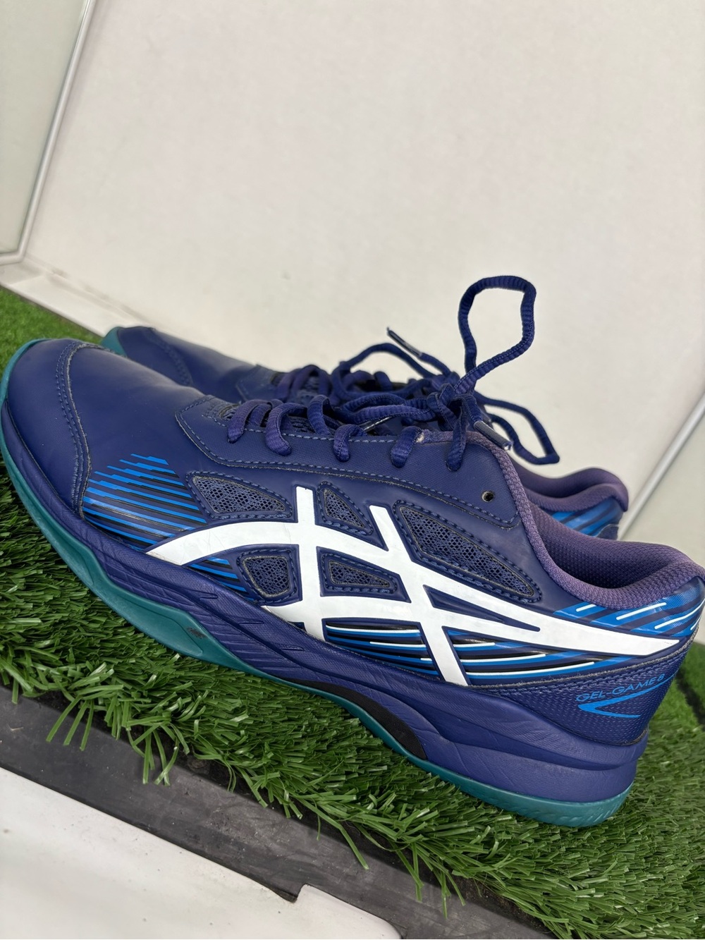 Asics Gel-Game 8 GS Boy Shoes Size 7 Dive Blue White Pickleball Tennis Sneaker